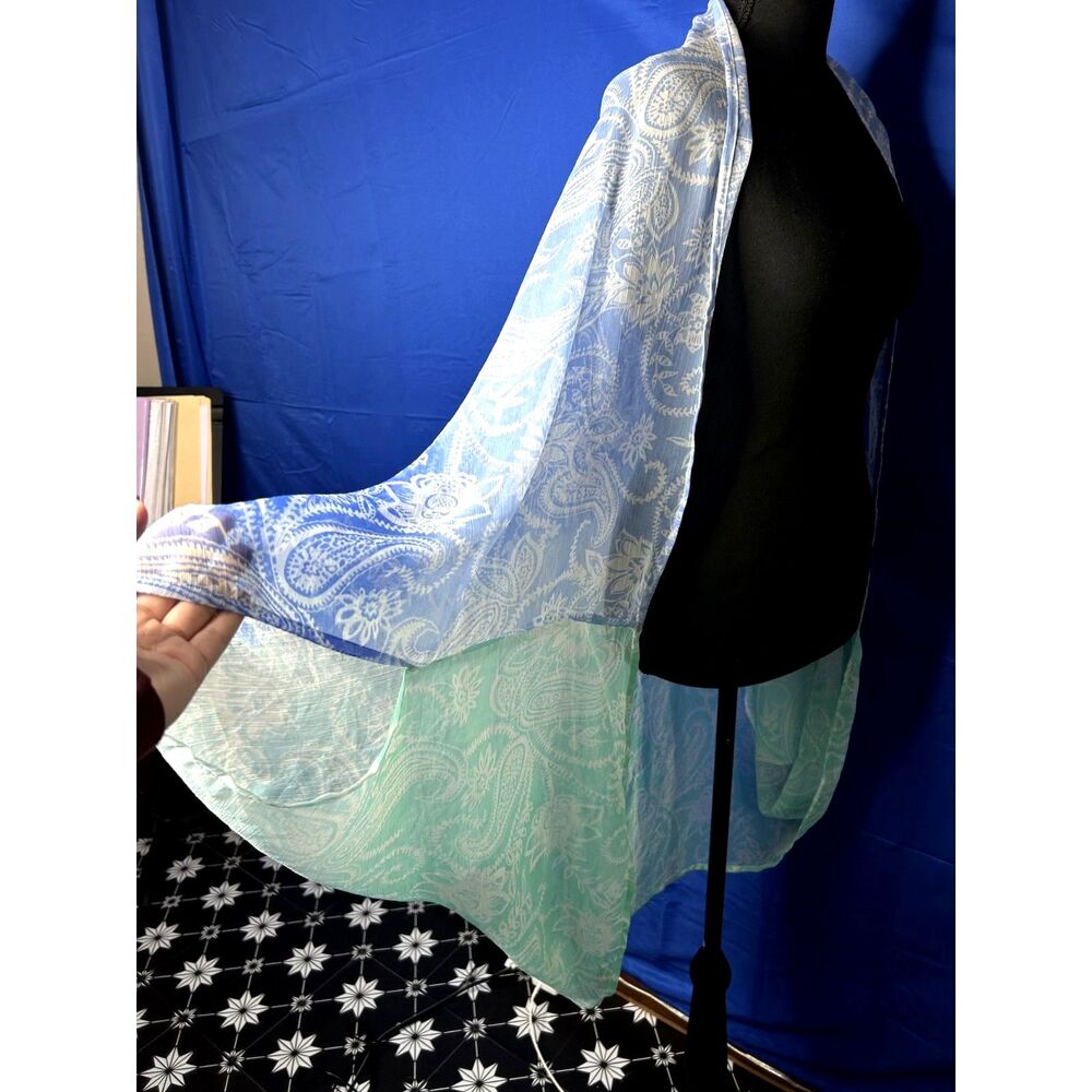 Womens Ombre Open Cardigan One-Size Shawl Tunic Flowy Boho Paisley Swim Cover-Up